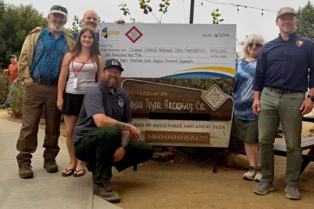 Topa Topa Brewing presenting a donation check to Channel Islands National Park Foundation